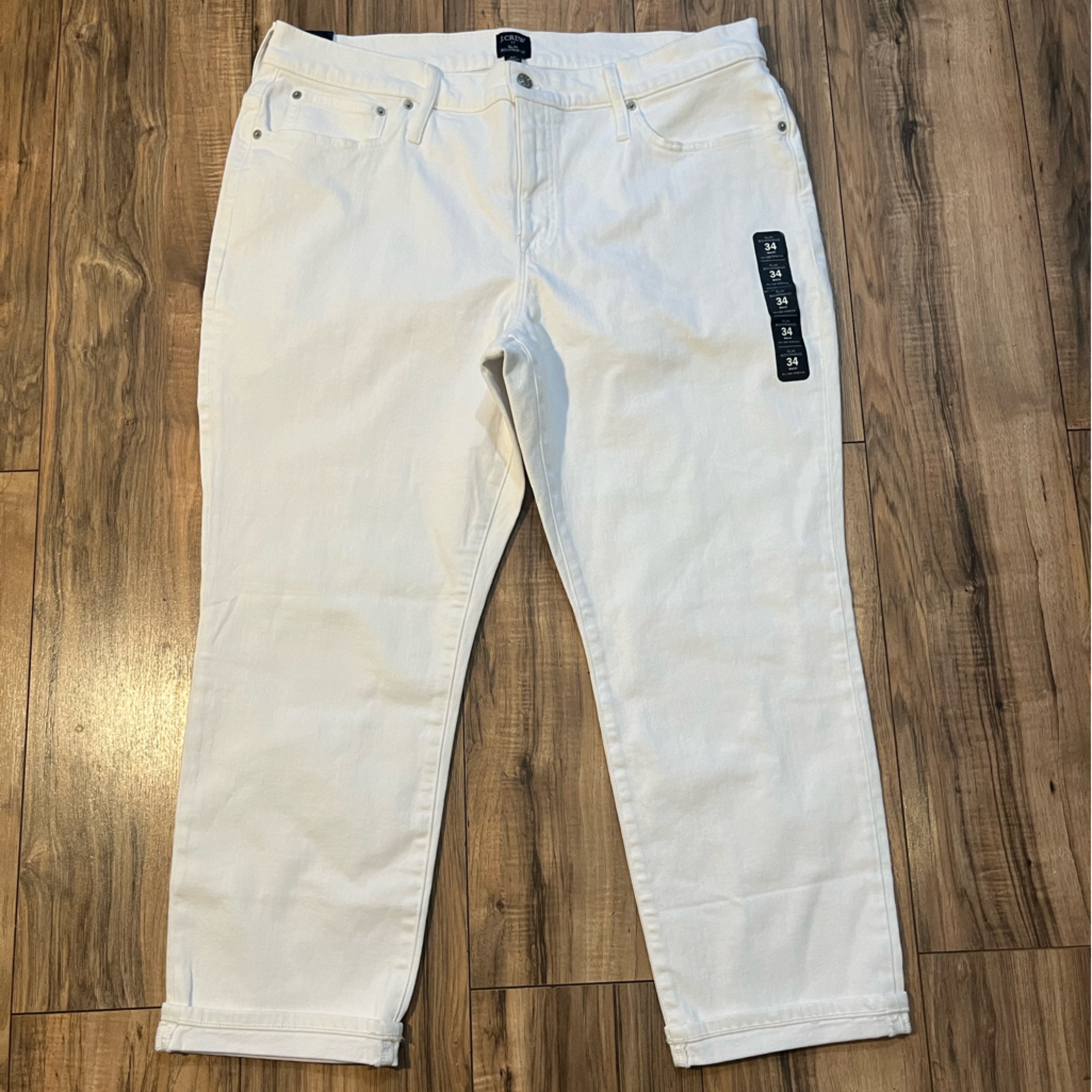 J.Crew Slim Boyfriend All-Day Stretch White Denim Jeans 34